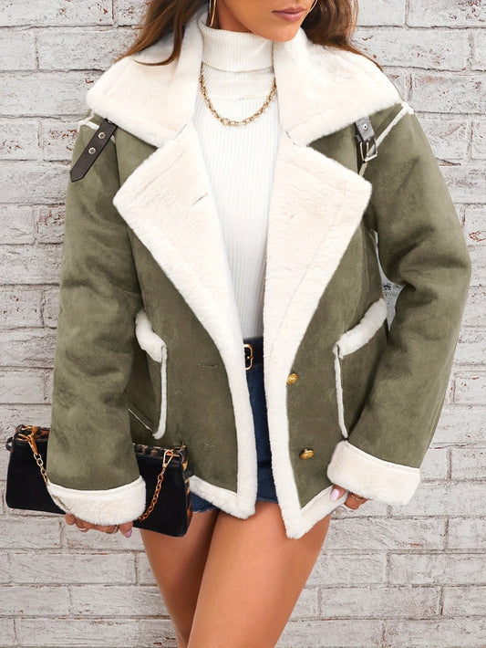 Coat - Polyester Blend Plush Finish & Wrap Retains Warmth