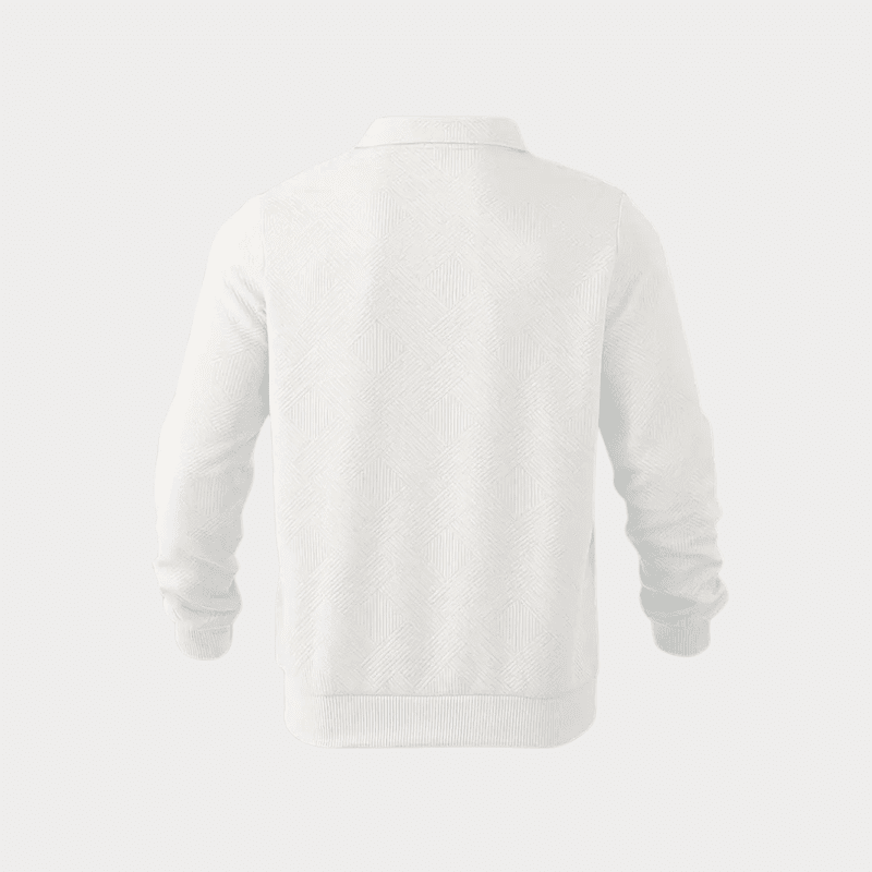 Cotton Blend Knit Sweater – Geometric Zip & Relaxed Fit