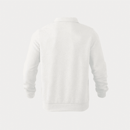 Cotton Blend Knit Sweater – Geometric Zip & Relaxed Fit