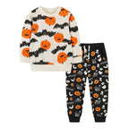 Ensemble pyjama enfant douillet citrouille et chauve-souris pour Halloween