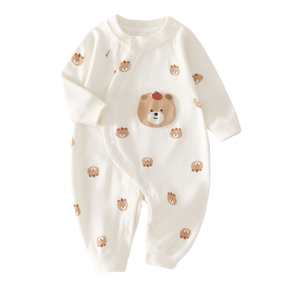 Animal Print Cotton Baby Romper with Snap Closure