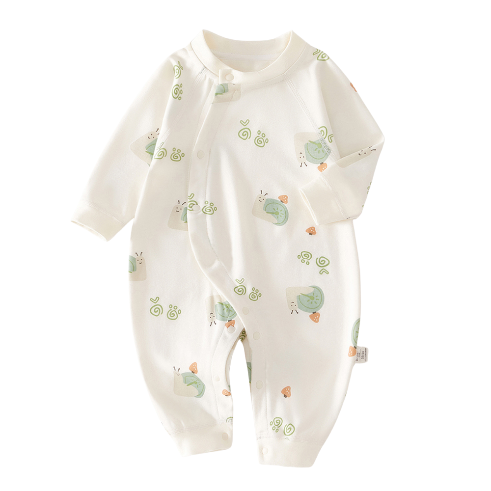 Animal Print Cotton Baby Romper with Snap Closure