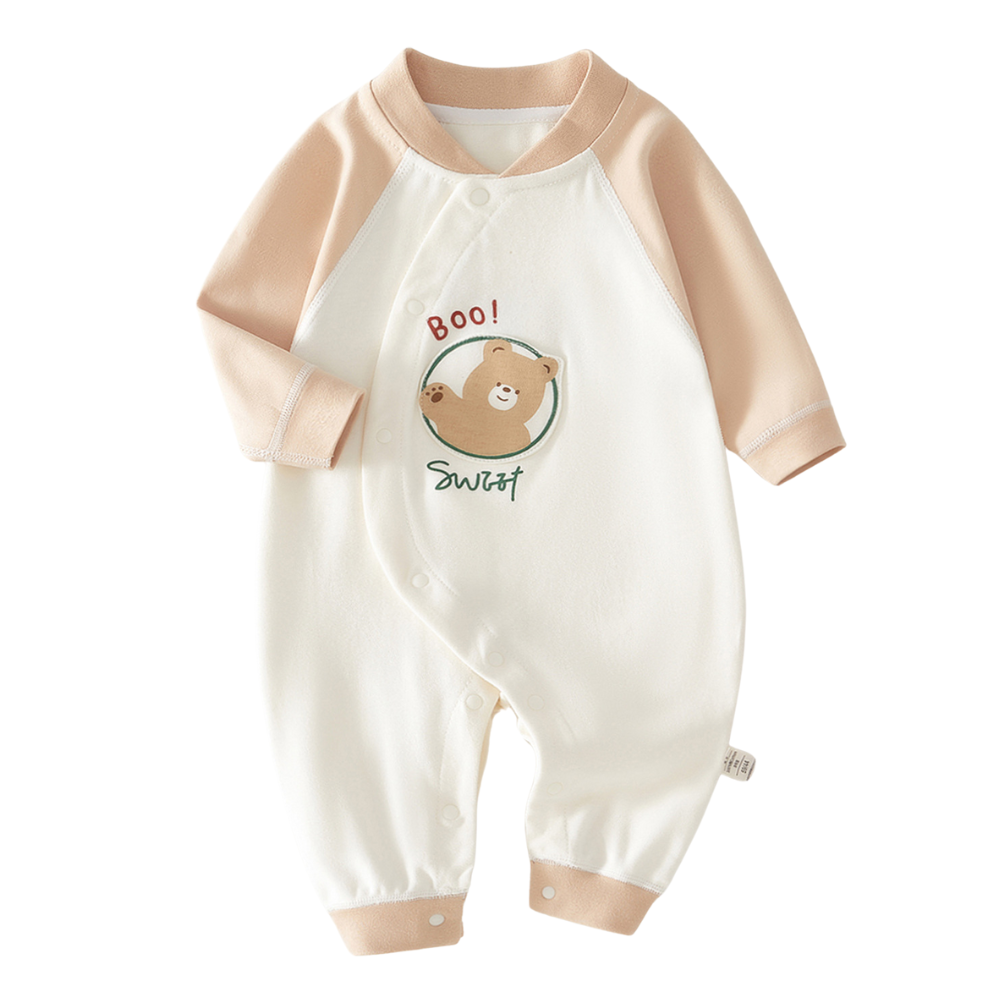 Animal Print Cotton Baby Romper with Snap Closure
