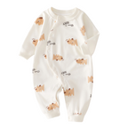 Barboteuse bébé en coton imprimé animal avec fermeture à pression