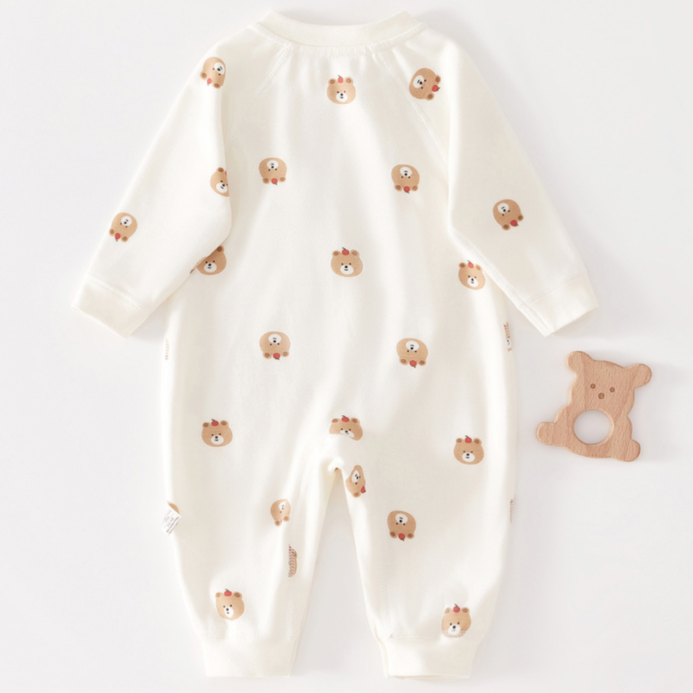Barboteuse bébé en coton imprimé animal avec fermeture à pression