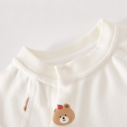 Animal Print Cotton Baby Romper with Snap Closure