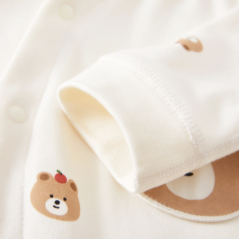 Barboteuse bébé en coton imprimé animal avec fermeture à pression