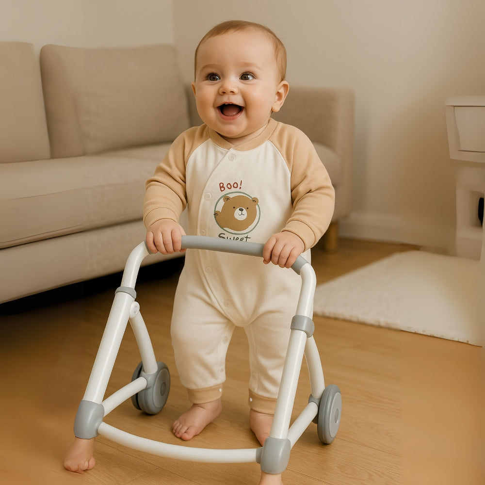 Animal Print Cotton Baby Romper with Snap Closure