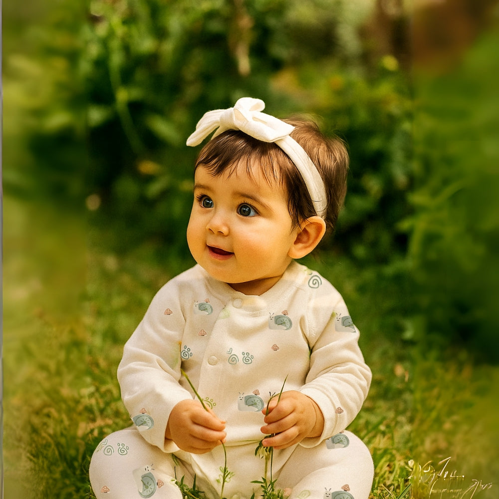 Animal Print Cotton Baby Romper with Snap Closure