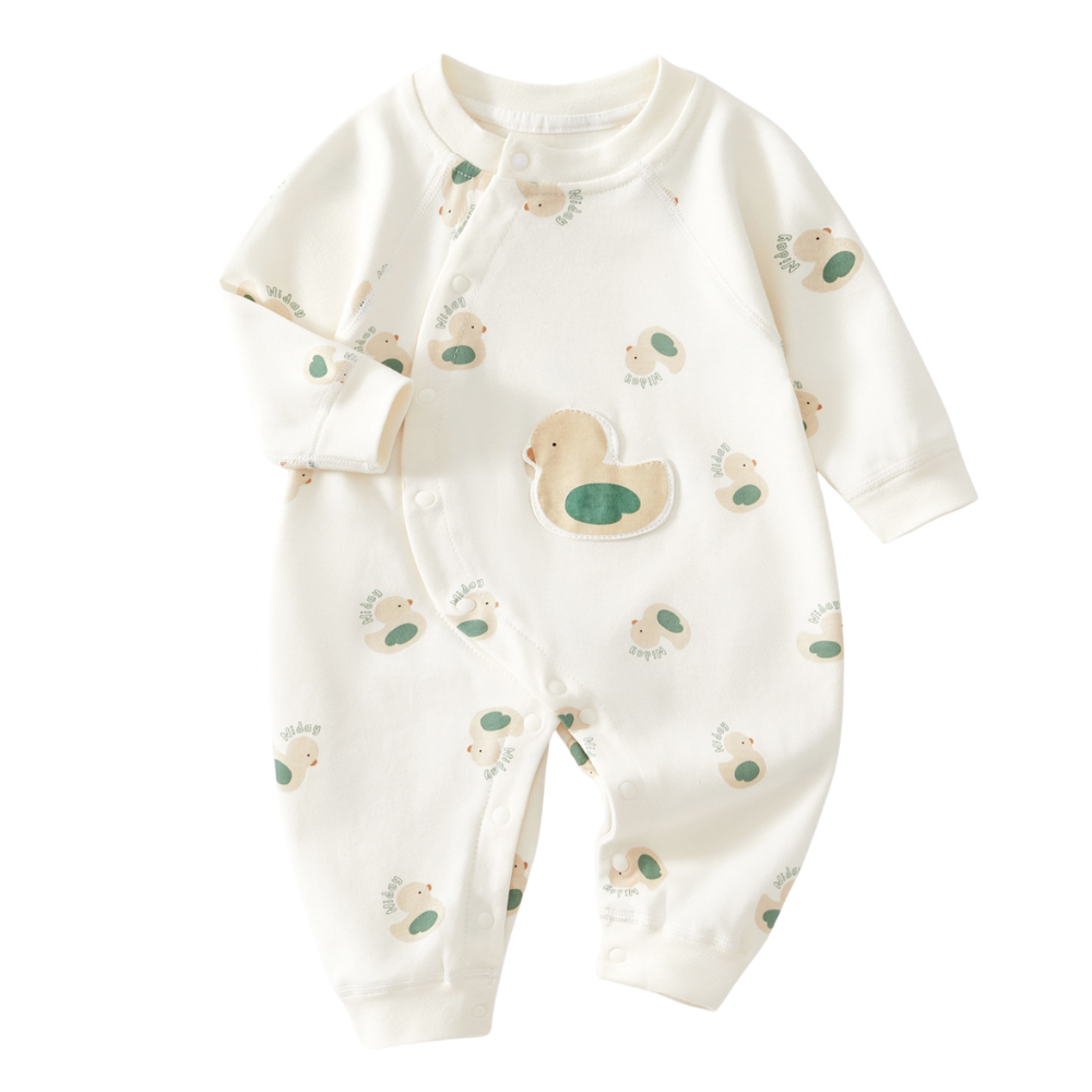 Animal Print Cotton Baby Romper with Snap Closure