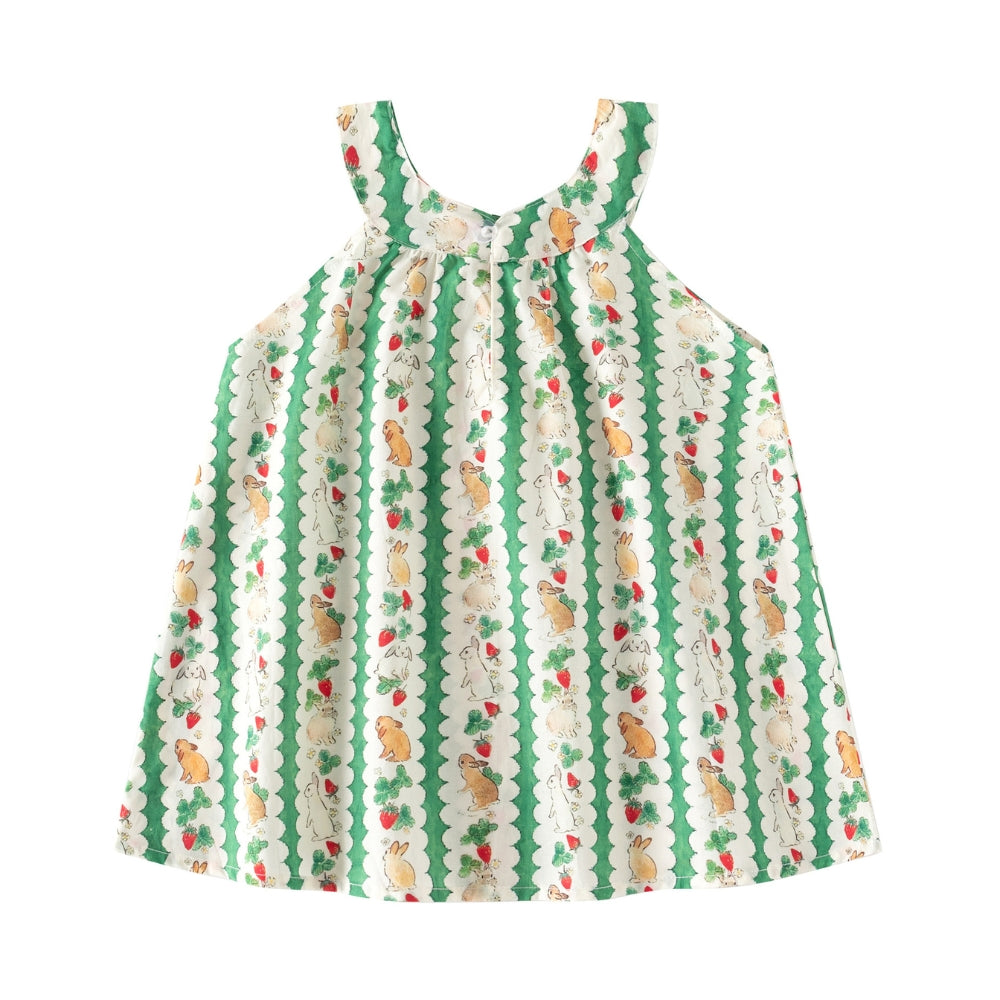 Robe d'été mignonne à motifs lapin et fraise avec sac carotte