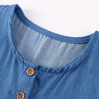 Robe en jean brodée mignonne pour fille avec manches à volants