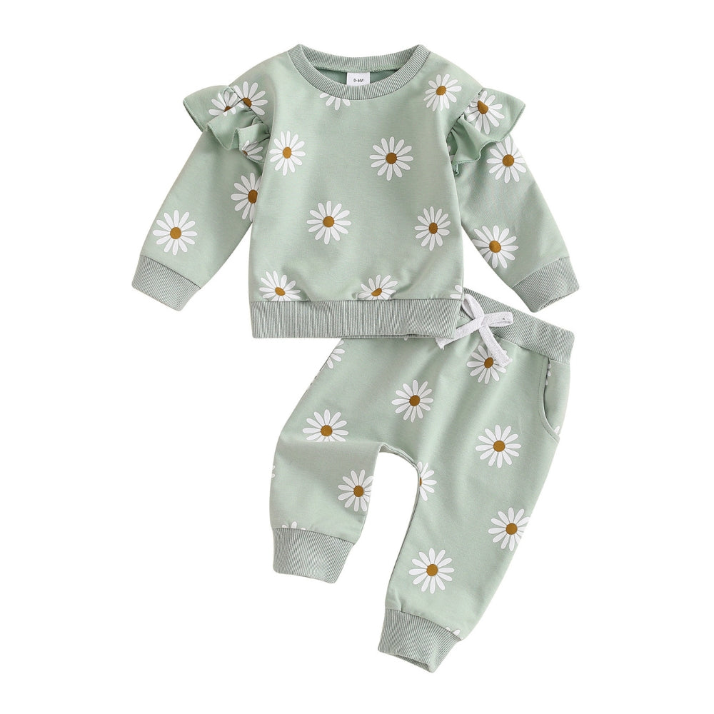 Daisy Print Girls Sweatshirt Set