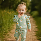 Ensemble sweat-shirt à imprimé marguerite pour filles