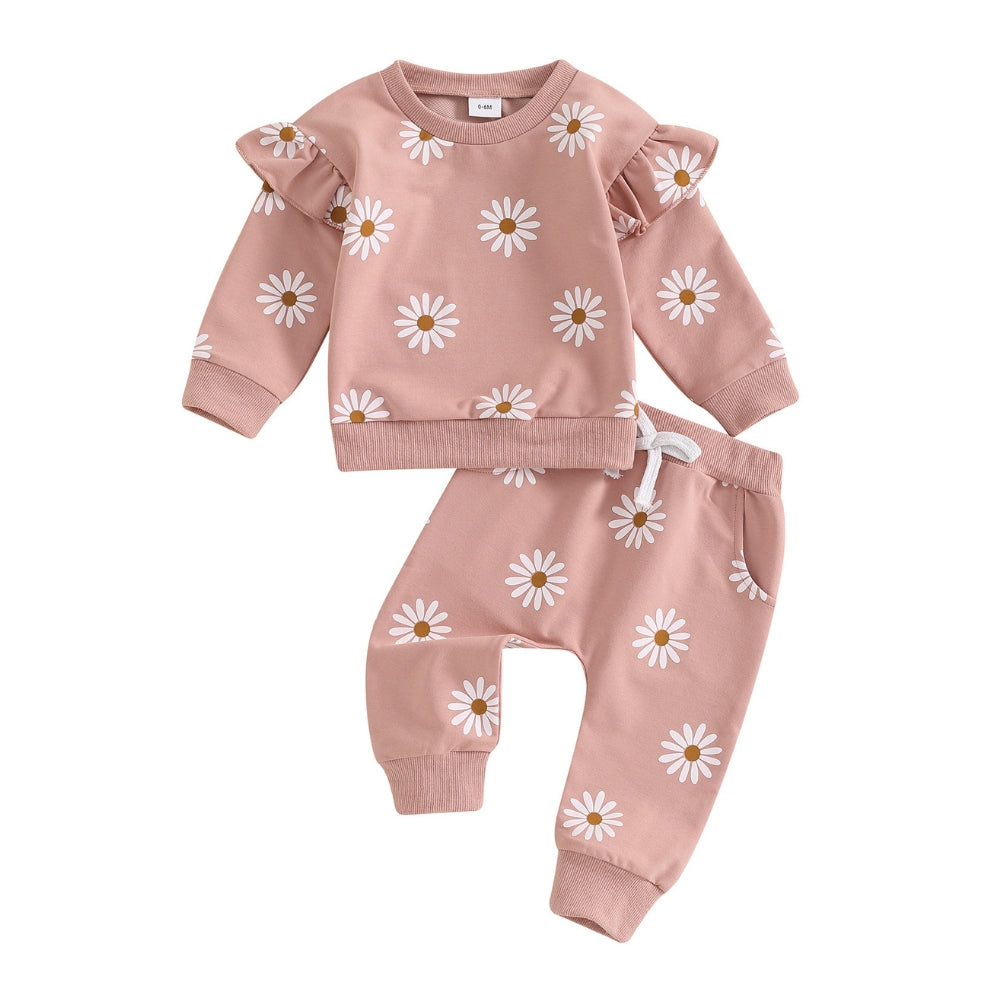 Daisy Print Girls Sweatshirt Set