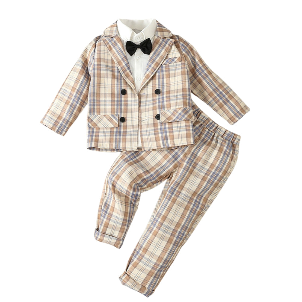 Dapper Plaid Blazer and Bow Tie Boys Set