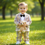Dapper Plaid Blazer and Bow Tie Boys Set