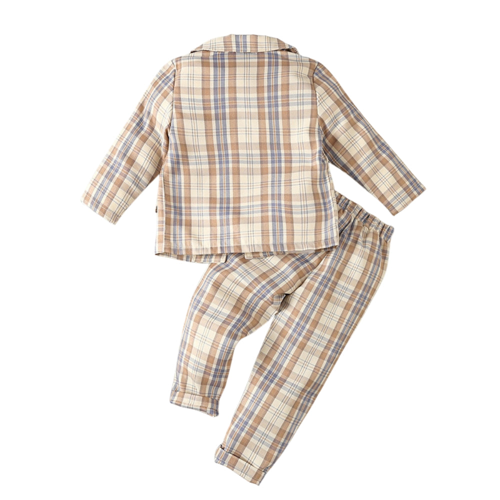 Ensemble blazer à carreaux et nœud papillon élégant pour garçon