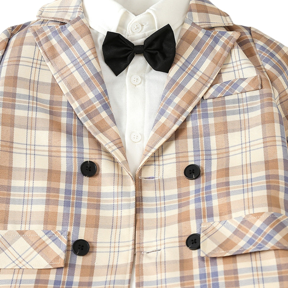 Dapper Plaid Blazer and Bow Tie Boys Set