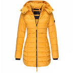 Down Jacket - Polyester Blend Hooded Zip & Warm Lining