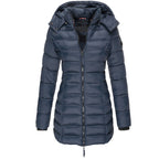 Down Jacket - Polyester Blend Hooded Zip & Warm Lining