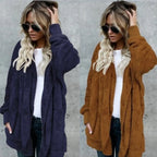Faux Fur Coat - Thick Hooded Medium Length & Warm Lining