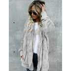 Faux Fur Coat - Thick Hooded Medium Length & Warm Lining