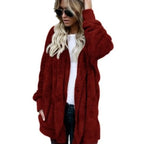 Faux Fur Coat - Thick Hooded Medium Length & Warm Lining
