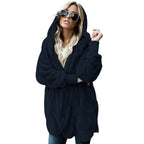 Faux Fur Coat - Thick Hooded Medium Length & Warm Lining