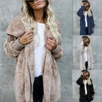 Faux Fur Coat - Thick Hooded Medium Length & Warm Lining