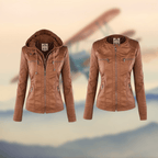 Faux Leather Jacket - Hooded Shape & Defines The Waist