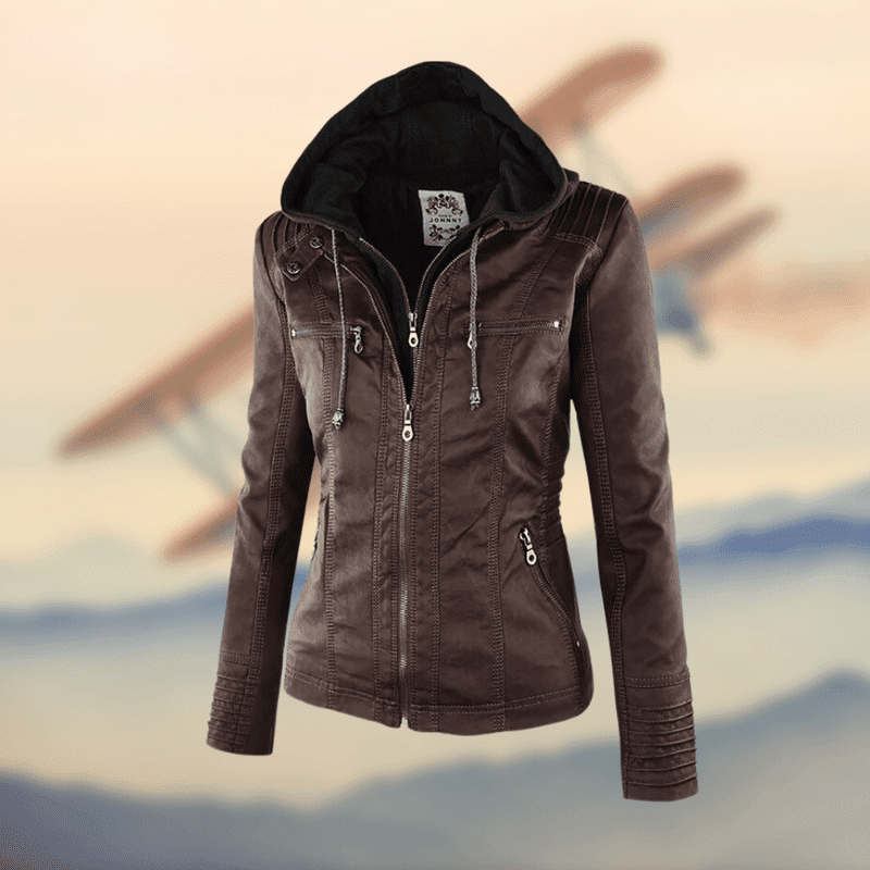 Faux Leather Jacket - Hooded Shape & Defines The Waist