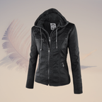Faux Leather Jacket - Hooded Shape & Defines The Waist