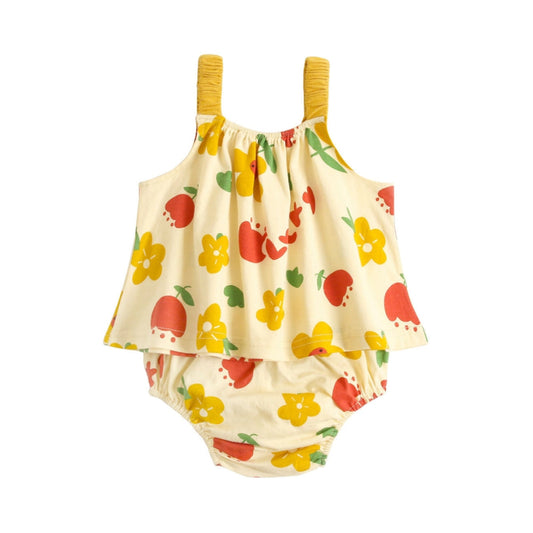 Fruit Flower Print Top and Bloomer Summer Set
