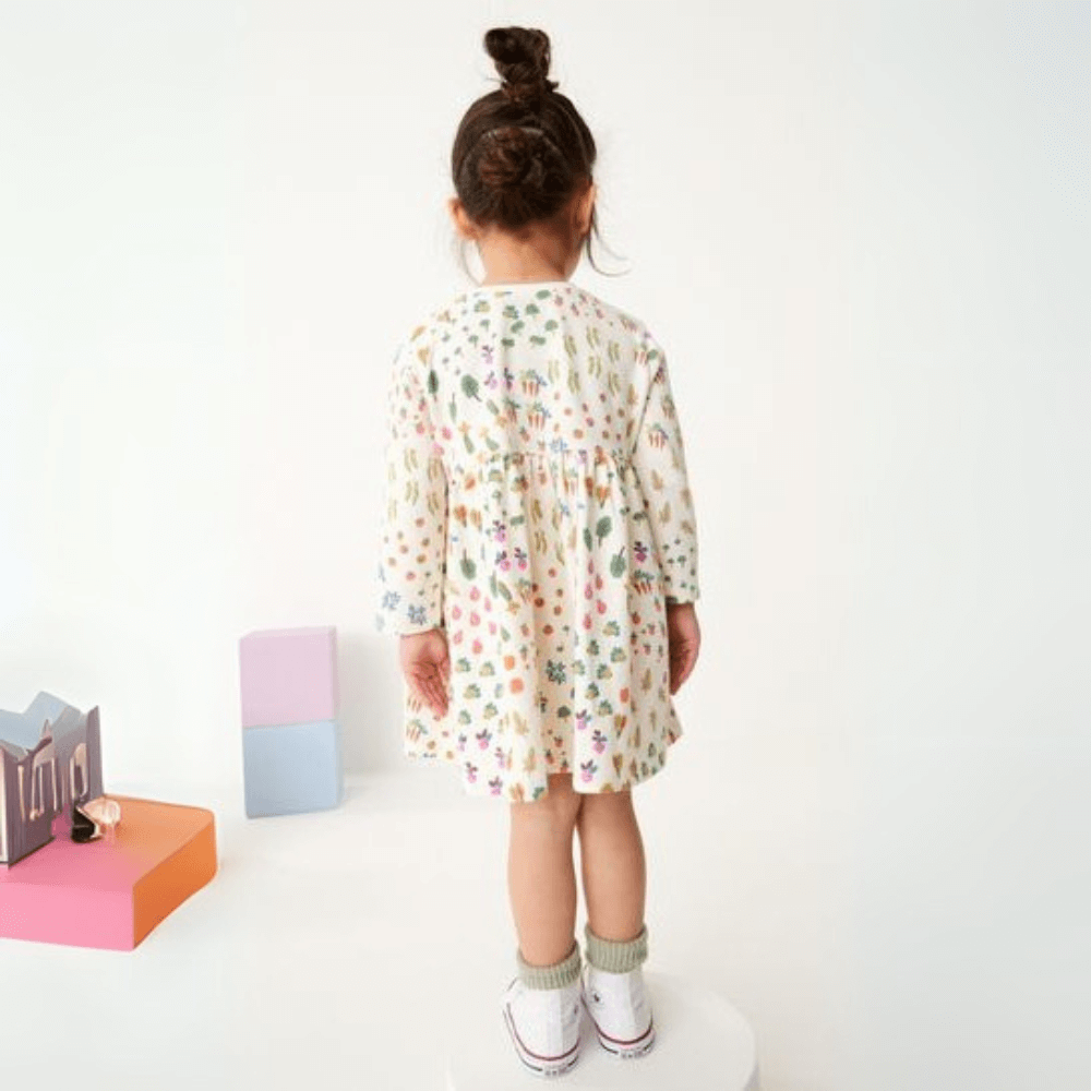 Robe à manches longues pour fille, motif lapin, inspirée du jardin