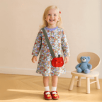 Girls Pumpkin Bag Floral Long Sleeve Dress