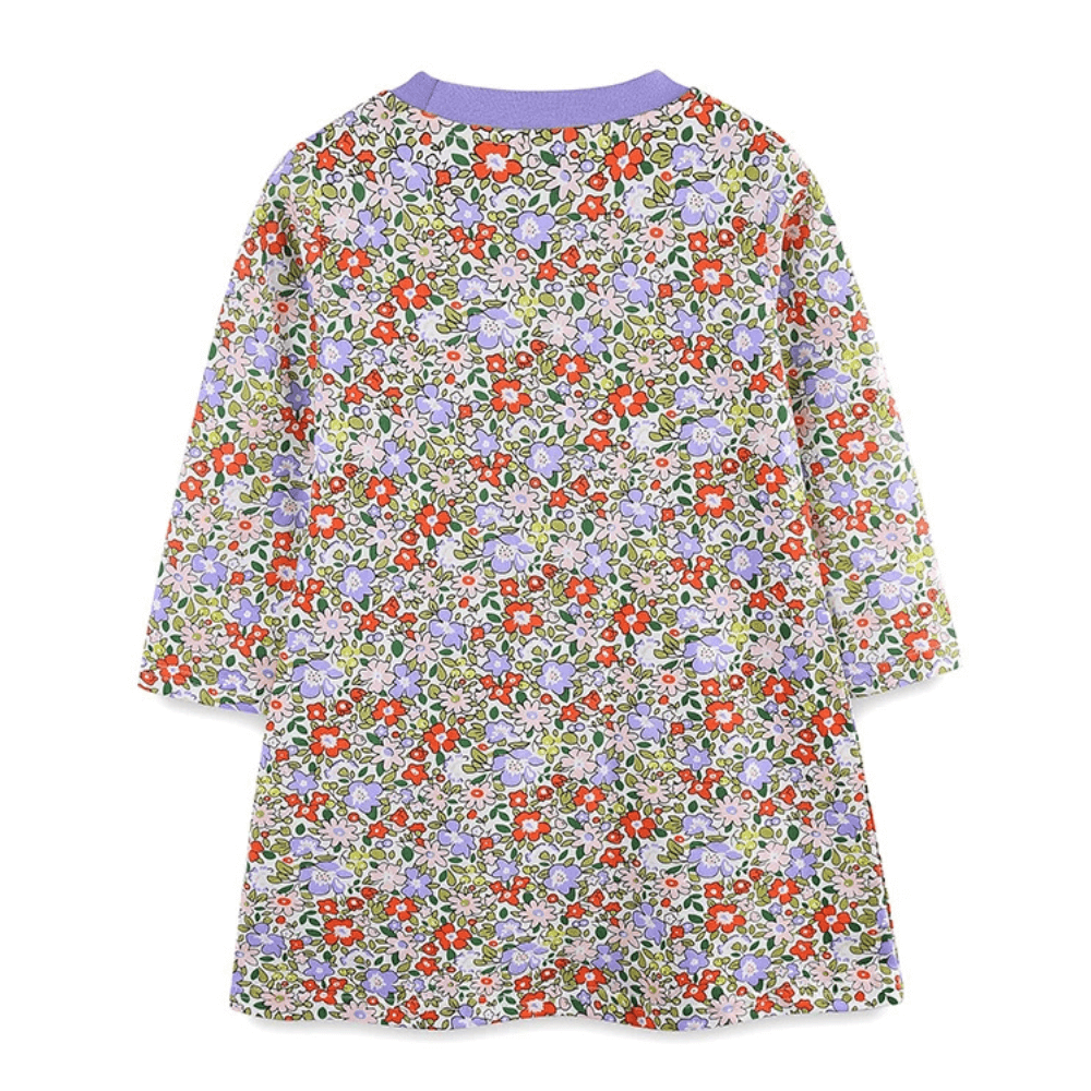 Girls Pumpkin Bag Floral Long Sleeve Dress