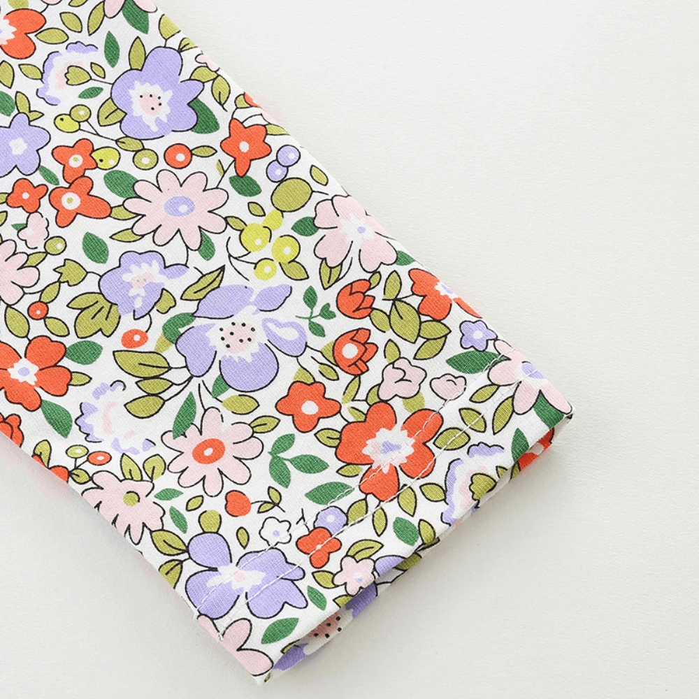 Girls Pumpkin Bag Floral Long Sleeve Dress