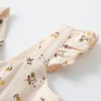 Girls Ruffle Strap Tiered Floral Cotton Dress