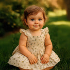 Girls Ruffle Strap Tiered Floral Cotton Dress