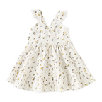Girls Ruffle Strap Tiered Floral Cotton Dress