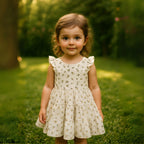 Girls Ruffle Strap Tiered Floral Cotton Dress