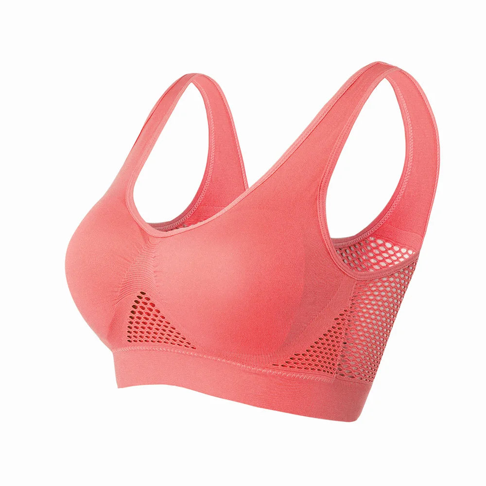 Soutien-gorge de sport ajouré pour femme M-6XL, idéal pour le fitness, le yoga, la course à pied et la salle de gym. Rembourré, push-up, sans coutures. Débardeur athlétique. 