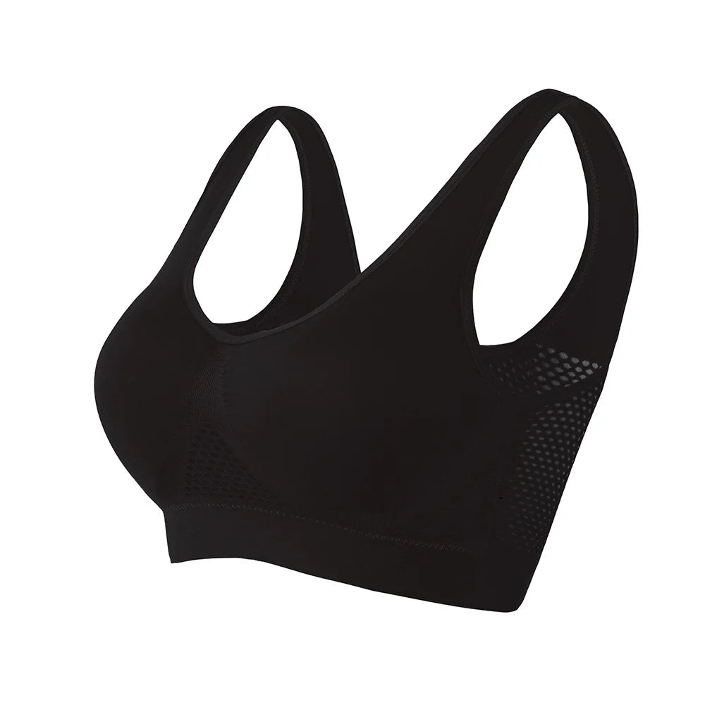 Soutien-gorge de sport ajouré pour femme M-6XL, idéal pour le fitness, le yoga, la course à pied et la salle de gym. Rembourré, push-up, sans coutures. Débardeur athlétique. 