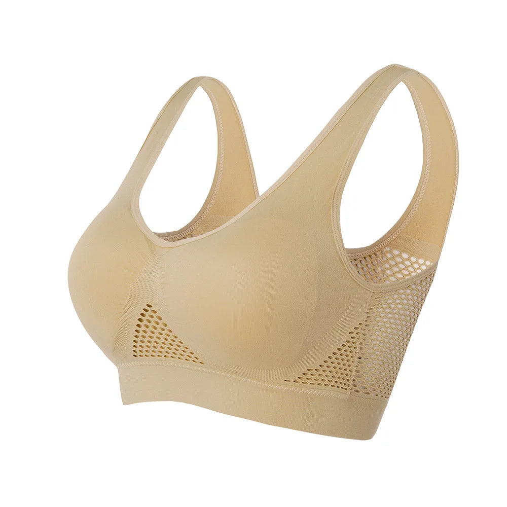 Soutien-gorge de sport ajouré pour femme M-6XL, idéal pour le fitness, le yoga, la course à pied et la salle de gym. Rembourré, push-up, sans coutures. Débardeur athlétique. 