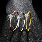 18K White Gold Plated Ring for Women 0.2ct Test Past D Moissanite Diamond Solitaire Ring Wedding Band Engagement Bridal