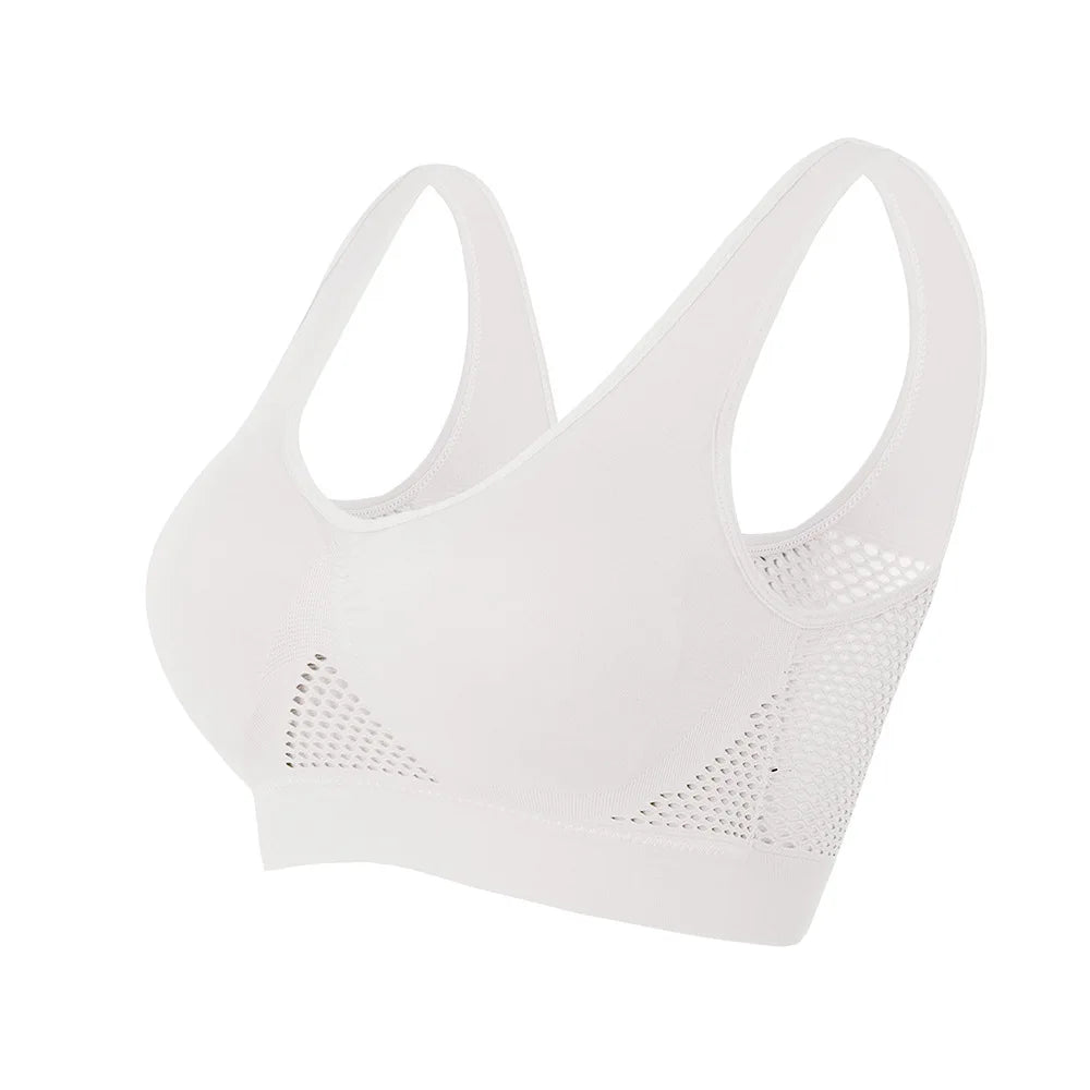 Soutien-gorge de sport ajouré pour femme M-6XL, idéal pour le fitness, le yoga, la course à pied et la salle de gym. Rembourré, push-up, sans coutures. Débardeur athlétique. 