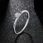 18K White Gold Plated Ring for Women 0.2ct Test Past D Moissanite Diamond Solitaire Ring Wedding Band Engagement Bridal