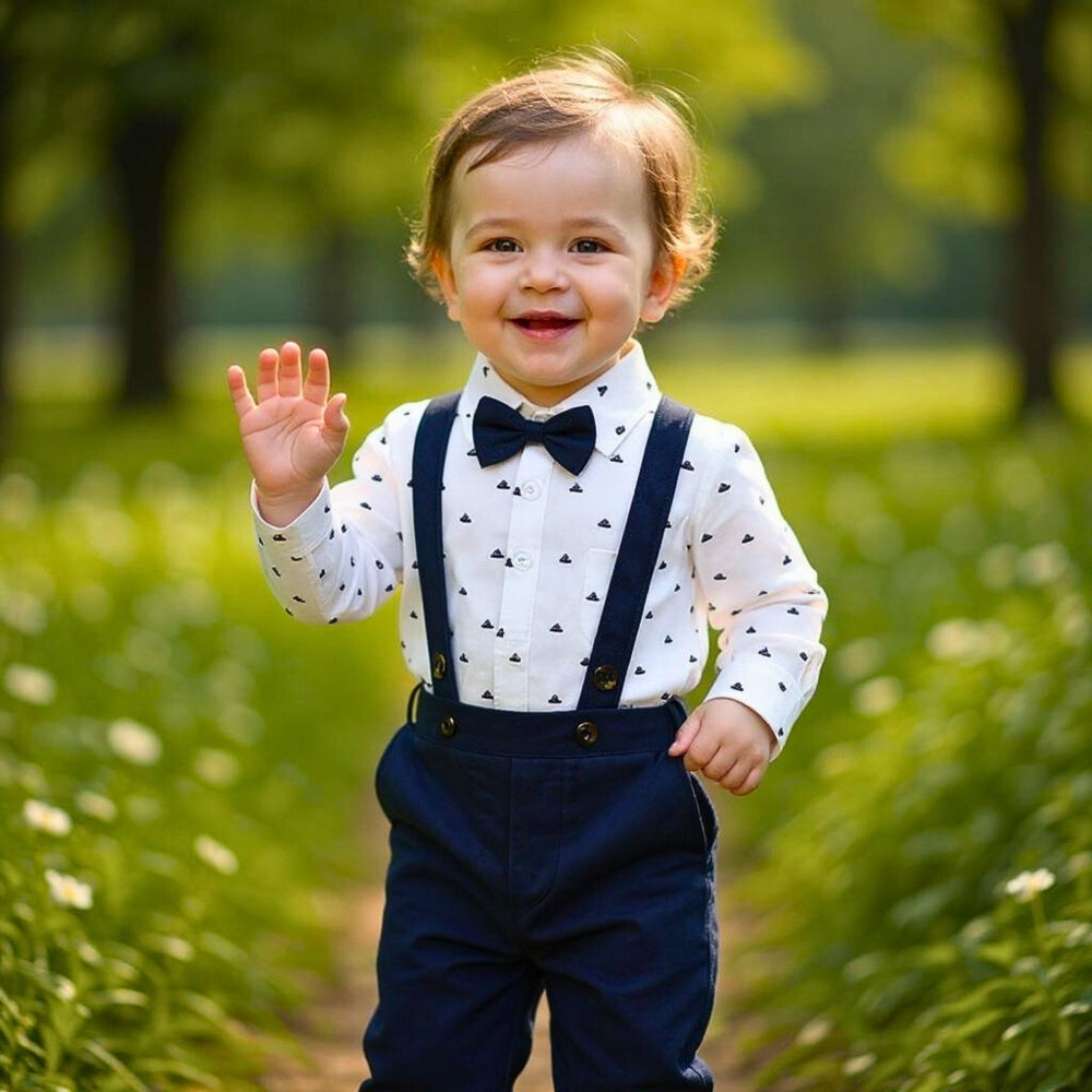 Handsome Baby Boy Bow Tie and Suspenders Set