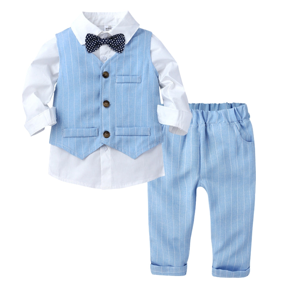 Handsome Pinstripe Vest and Bow Tie Boys Formal Set